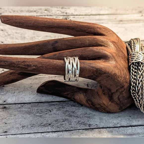 Vintage Sterling Silver Artisan Hammered Wrap Ring Stamped 925 Mexico - Picture 7 of 7